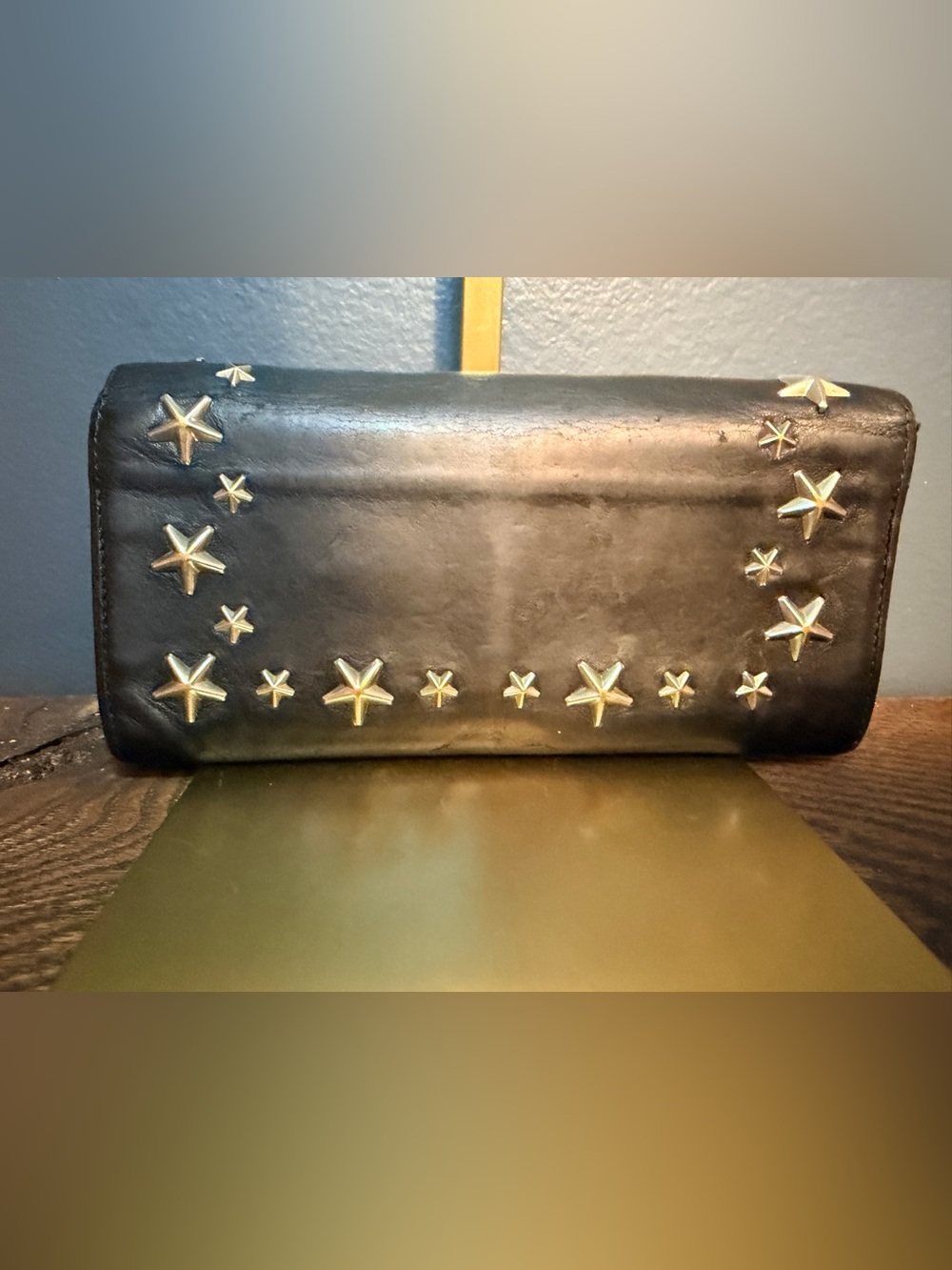 Jimmy Choo Black Leather Star-Studded Clutch - Picture 2 of 8